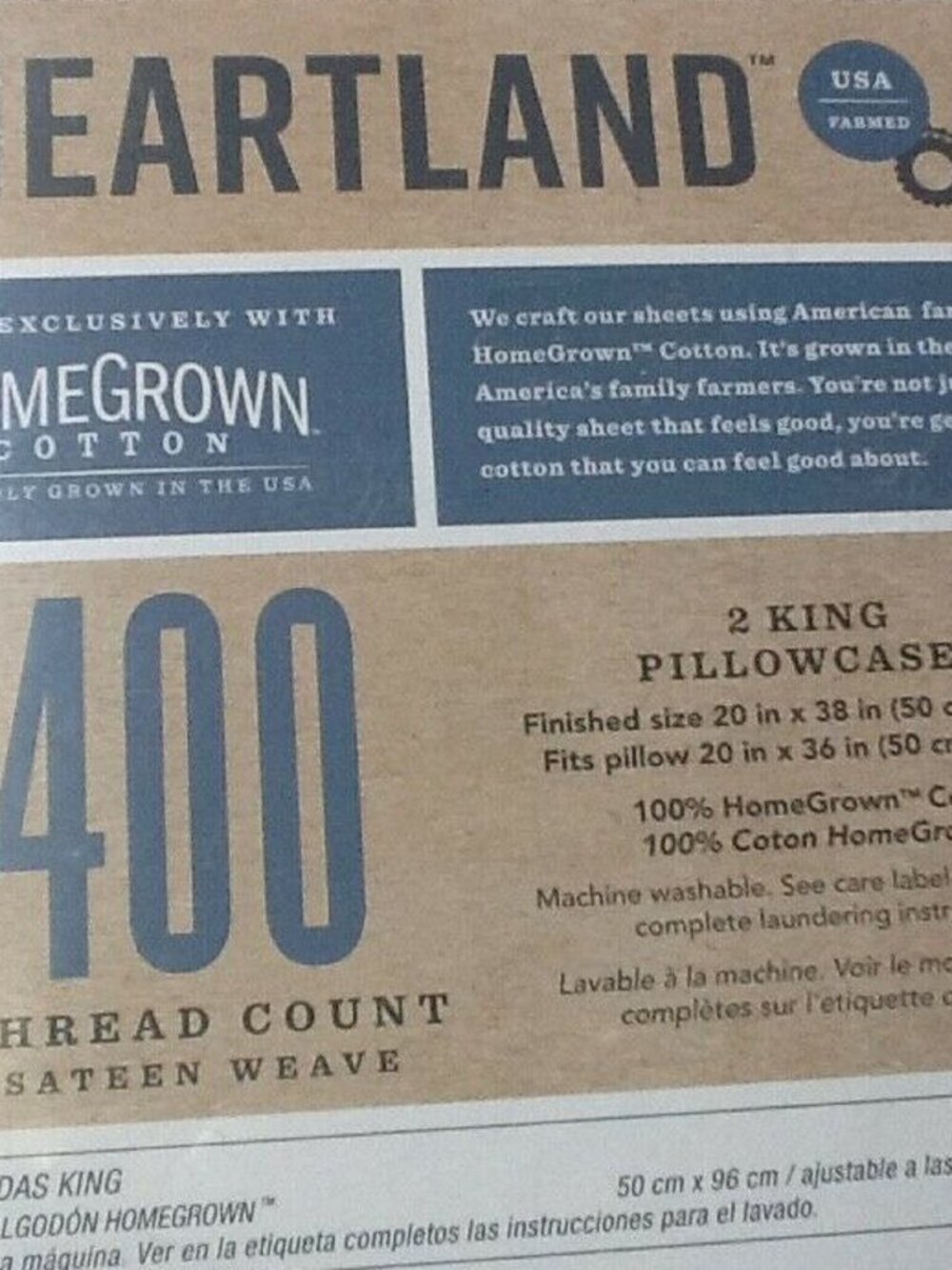 new Heartland 400 TC 100% Cotton Sateen KING Pillowcases - WHITE LEAF on GRAY - Picture 12 of 12